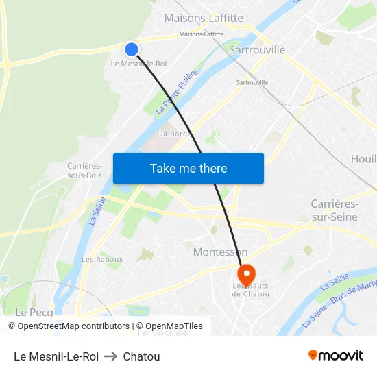 Le Mesnil-Le-Roi to Chatou map