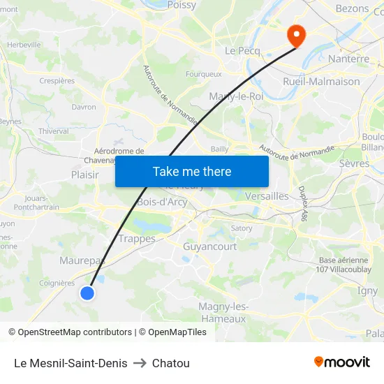 Le Mesnil-Saint-Denis to Chatou map