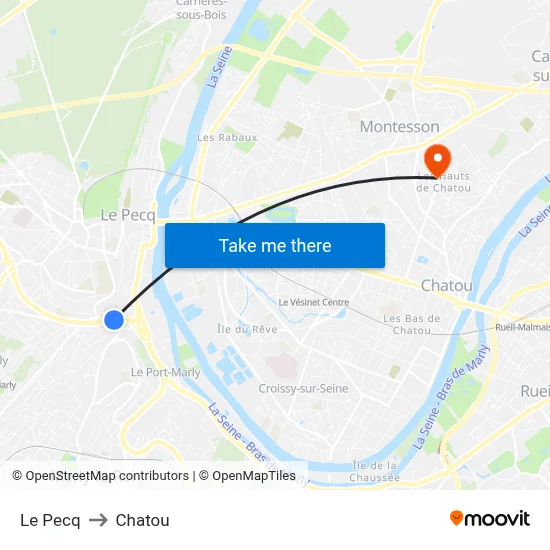 Le Pecq to Chatou map