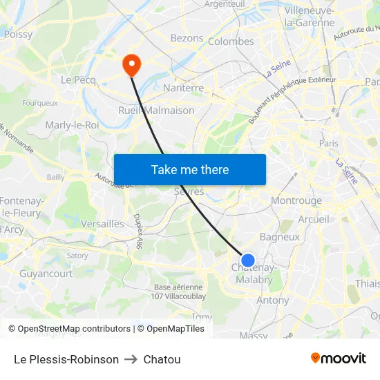 Le Plessis-Robinson to Chatou map