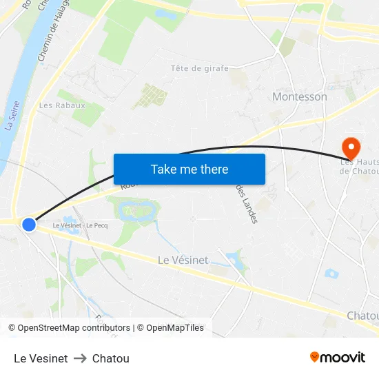 Le Vesinet to Chatou map