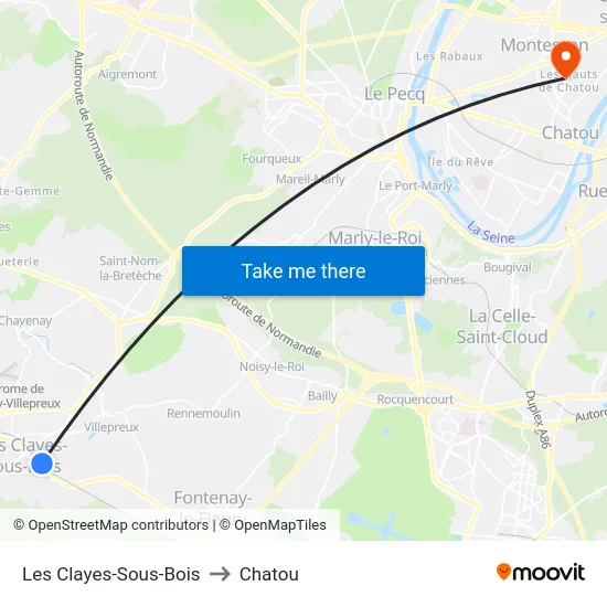 Les Clayes-Sous-Bois to Chatou map