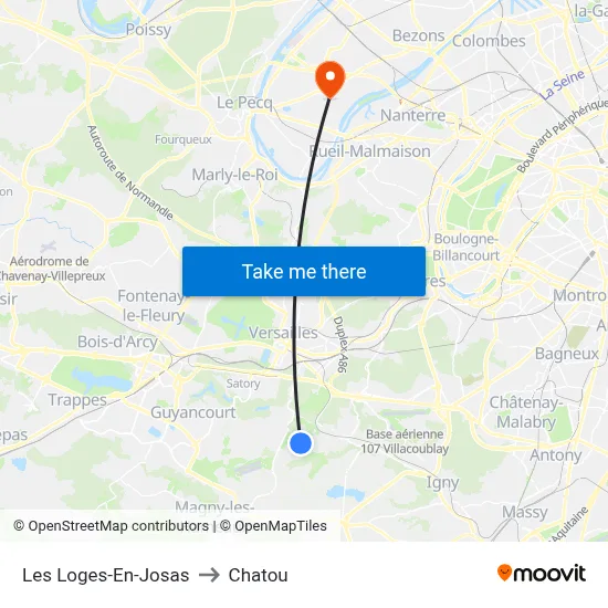 Les Loges-En-Josas to Chatou map