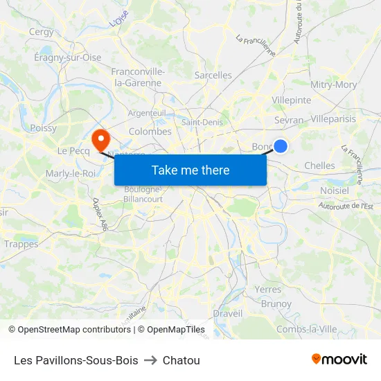 Les Pavillons-Sous-Bois to Chatou map
