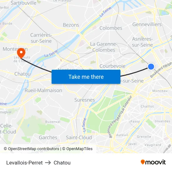 Levallois-Perret to Chatou map