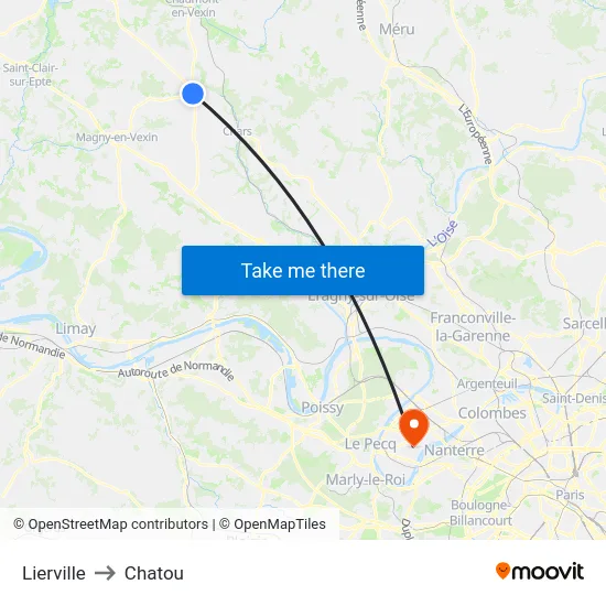 Lierville to Chatou map