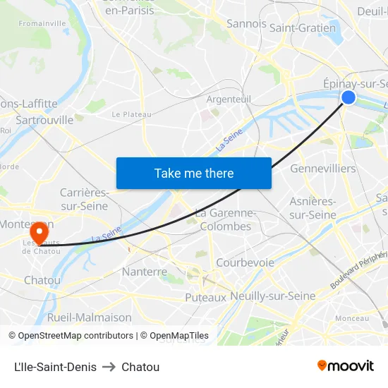 L'Ile-Saint-Denis to Chatou map