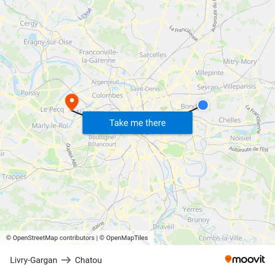 Livry-Gargan to Chatou map