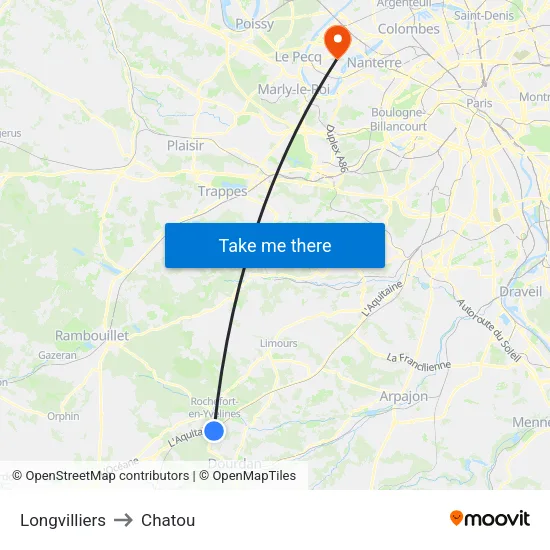 Longvilliers to Chatou map