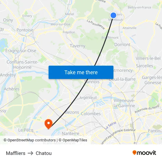 Maffliers to Chatou map