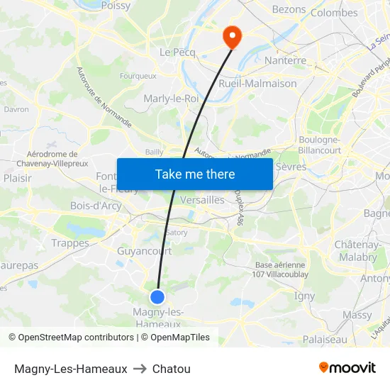 Magny-Les-Hameaux to Chatou map