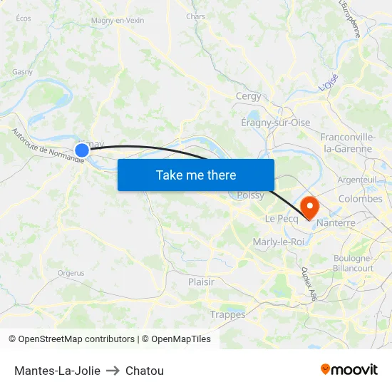 Mantes-La-Jolie to Chatou map