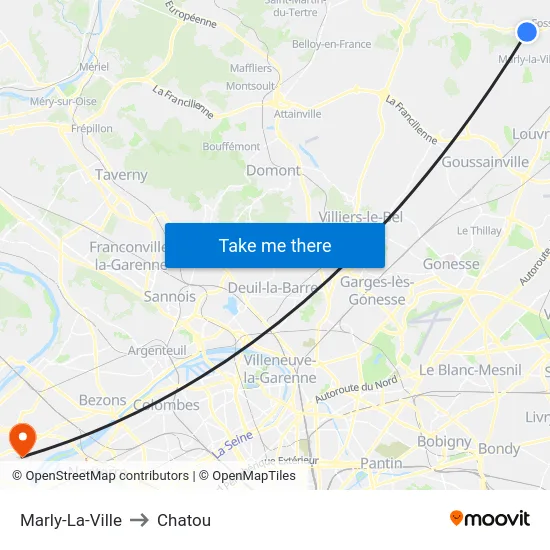 Marly-La-Ville to Chatou map