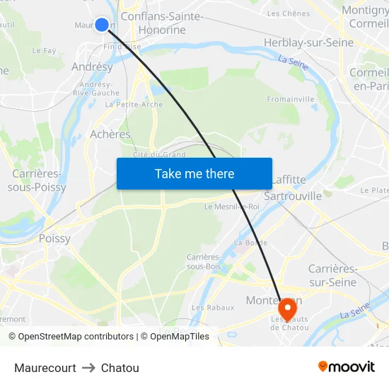 Maurecourt to Chatou map