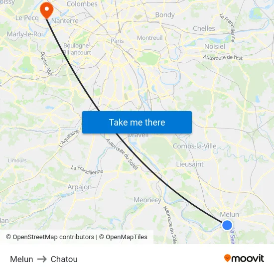 Melun to Chatou map