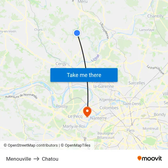 Menouville to Chatou map
