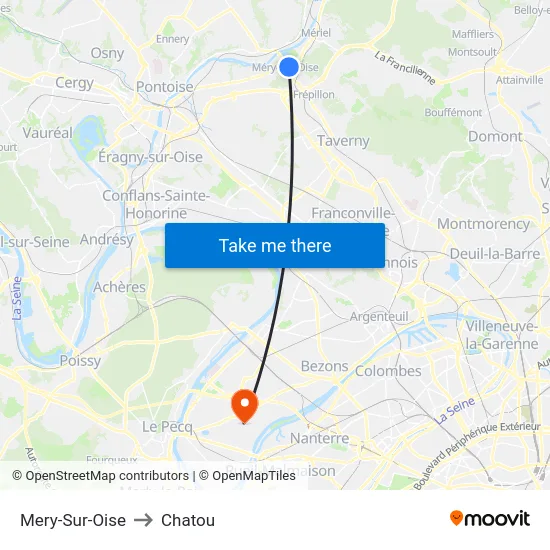Mery-Sur-Oise to Chatou map