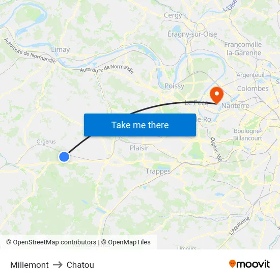 Millemont to Chatou map
