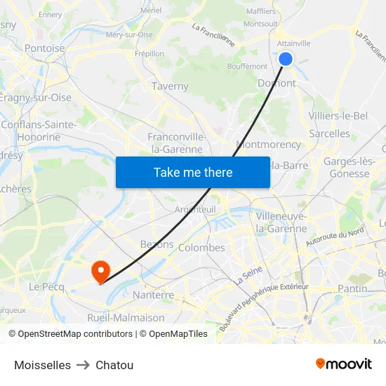 Moisselles to Chatou map