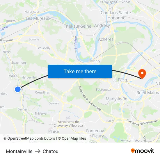Montainville to Chatou map