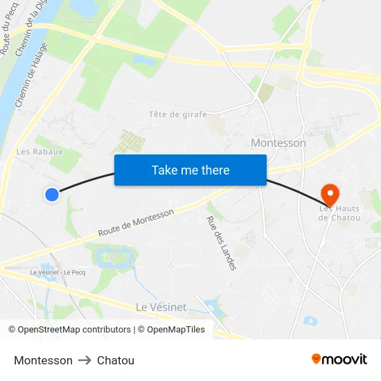 Montesson to Chatou map