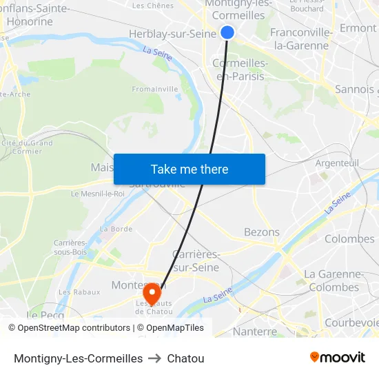 Montigny-Les-Cormeilles to Chatou map