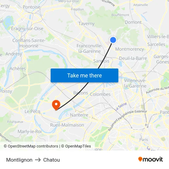 Montlignon to Chatou map
