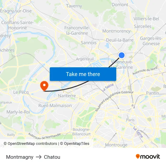 Montmagny to Chatou map