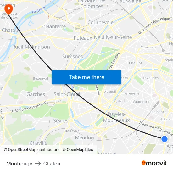 Montrouge to Chatou map