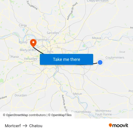 Mortcerf to Chatou map