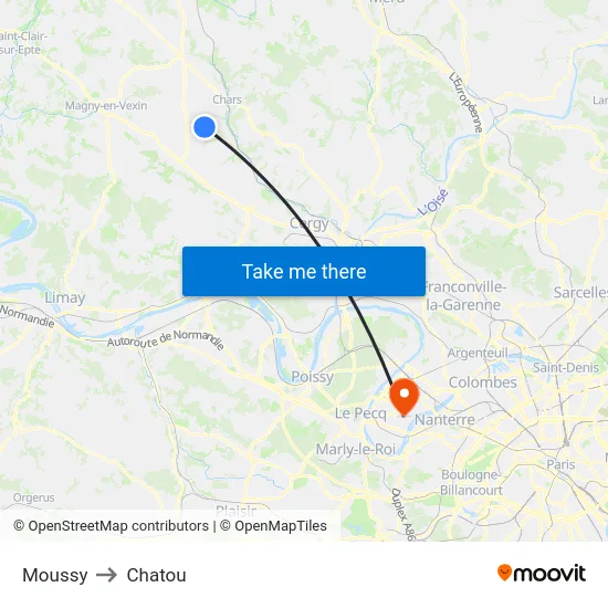 Moussy to Chatou map