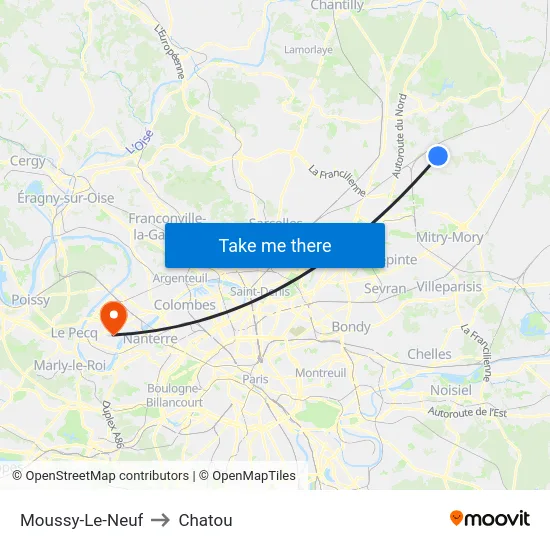 Moussy-Le-Neuf to Chatou map