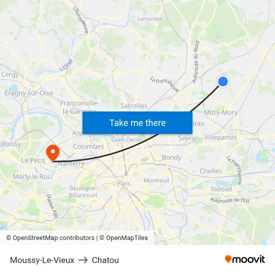Moussy-Le-Vieux to Chatou map
