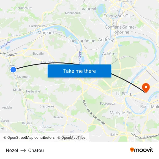 Nezel to Chatou map