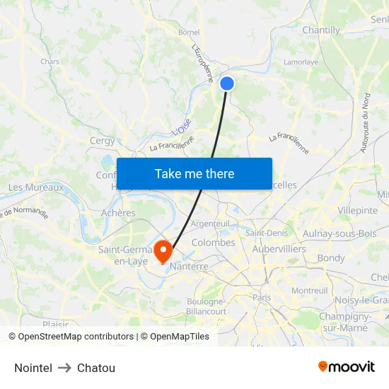 Nointel to Chatou map