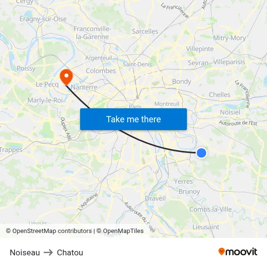 Noiseau to Chatou map