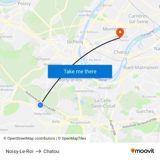 Noisy-Le-Roi to Chatou map