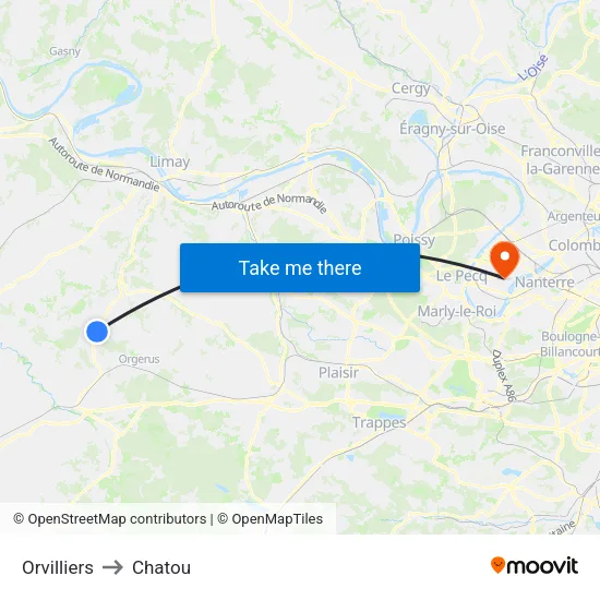 Orvilliers to Chatou map