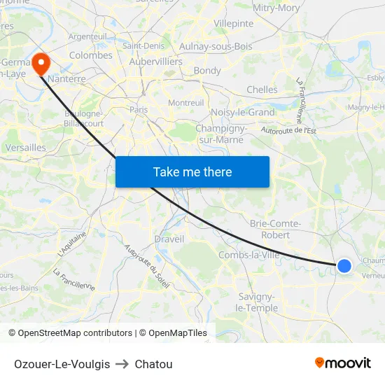 Ozouer-Le-Voulgis to Chatou map