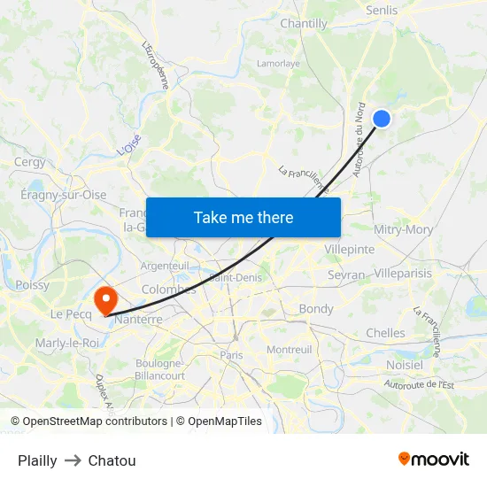 Plailly to Chatou map