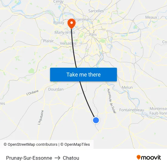 Prunay-Sur-Essonne to Chatou map