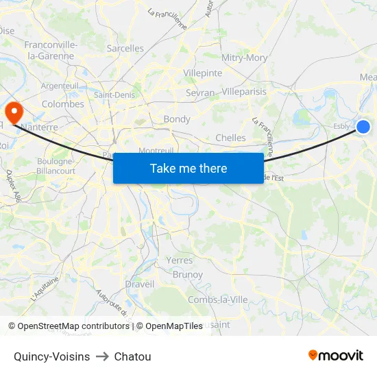 Quincy-Voisins to Chatou map