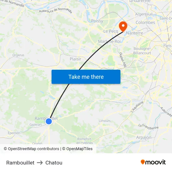 Rambouillet to Chatou map