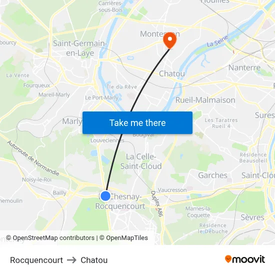 Rocquencourt to Chatou map