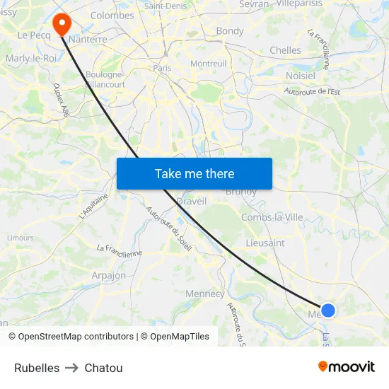 Rubelles to Chatou map