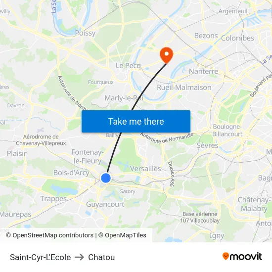 Saint-Cyr-L'Ecole to Chatou map