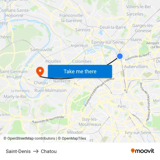 Saint-Denis to Chatou map