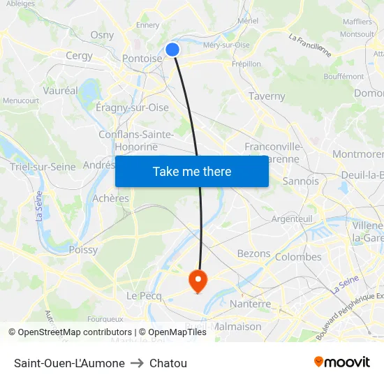 Saint-Ouen-L'Aumone to Chatou map
