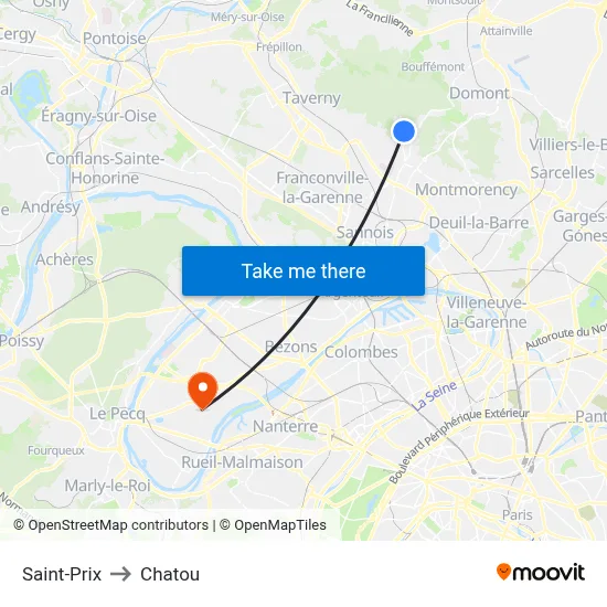 Saint-Prix to Chatou map