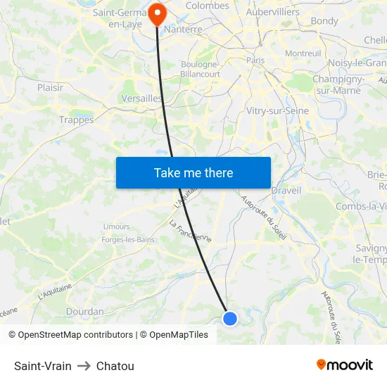 Saint-Vrain to Chatou map